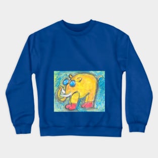 Yellow elephant with glasses and red socks Crewneck Sweatshirt